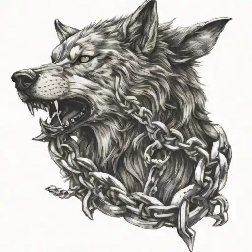 fenrir breaking his chains wrapped tattoo design idea