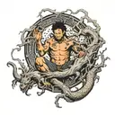 roots, final scene, man, surrendering to unknown, etheral tattoo design idea