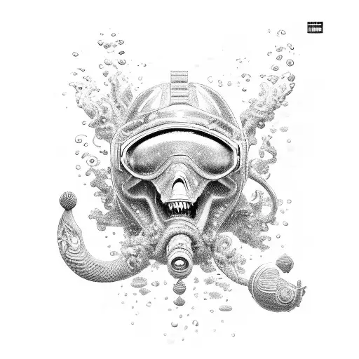 ocean theme scuba diver Poseidon  tattoo design idea