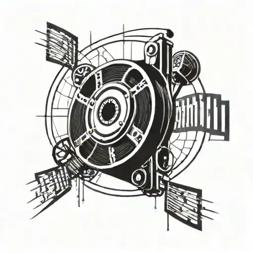 A stylized stock market graph intertwined with a film reel tattoo design idea