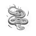 A blackwork tattoo of a snake wrapped around a paint palette tattoo design idea