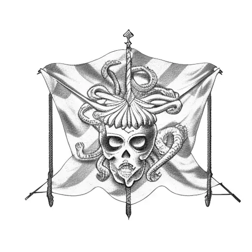 a Breton flag on the raft of the Medusa tattoo design idea