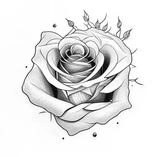 1 dark rose & 1 light rose together with stem tattoo design idea