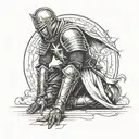 Templar knight kneeling  tattoo design idea