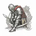 Templar knight kneeling  tattoo design idea