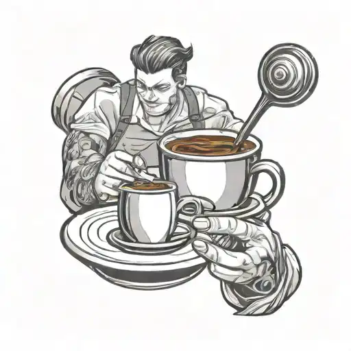 barista and coffe tattoo design idea