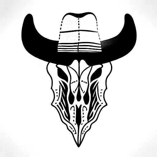 bull skull with sombrero tattoo design idea