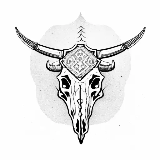 bull skull with sombrero tattoo design idea