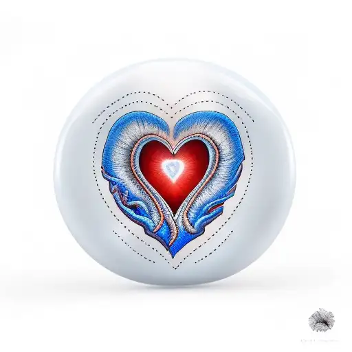 Heart with blue fire inside and red fire outside tattoo design idea