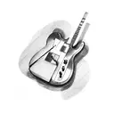Telecaster electric guitar, grand piano, drum kit tattoo design idea