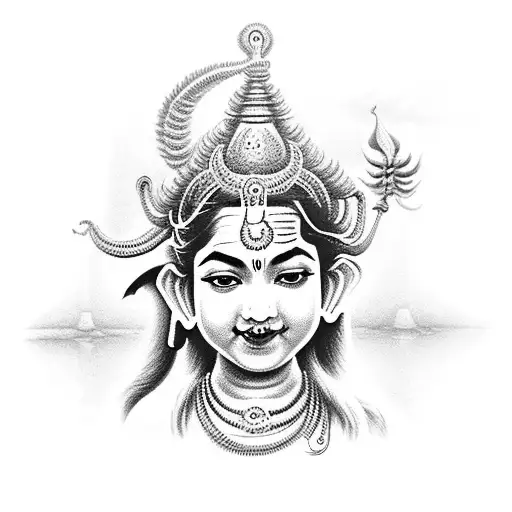 lord Shiva loving kid lord Ganesha on his back tattoo design idea