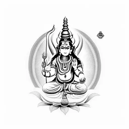 lord Shiva loving kid lord Ganesha on his back tattoo design idea