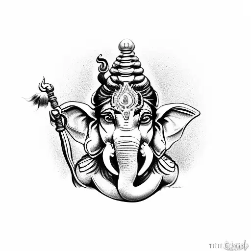 lord Shiva carrying kid lord Ganesha on his back tattoo design idea