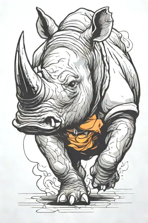 rhinoceros charging tattoo design idea