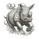 rhinoceros charging tattoo design idea
