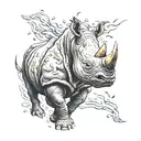rhinoceros charging tattoo design idea