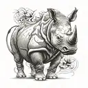rhinoceros charging tattoo design idea