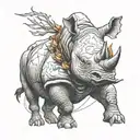 rhinoceros charging tattoo design idea