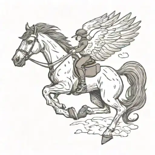 flying woodpecker riding a horse tattoo design idea