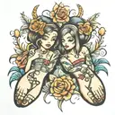 champagne toes sisters tattoo design idea