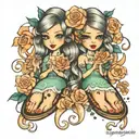 champagne toes sisters tattoo design idea