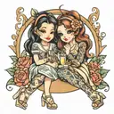 champagne toes sisters tattoo design idea