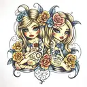 champagne toes sisters tattoo design idea