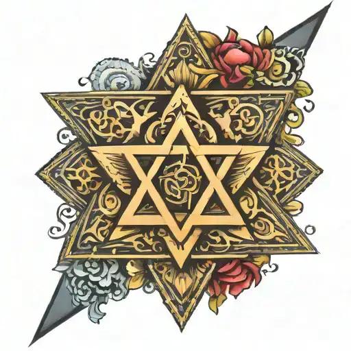 Design me a tattoo that has this feature: the name Ahmad, the number 33, the number 888, the Star of David, and the king tattoo design idea