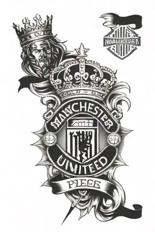 rest in piece Dad with manchester united logo and king richard the 3rd tattoo design idea