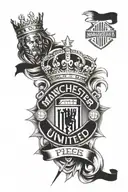 rest in piece Dad with manchester united logo and king richard the 3rd tattoo design idea
