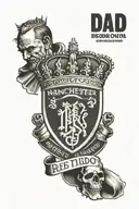 rest in piece Dad with manchester united logo and king richard the 3rd tattoo design idea