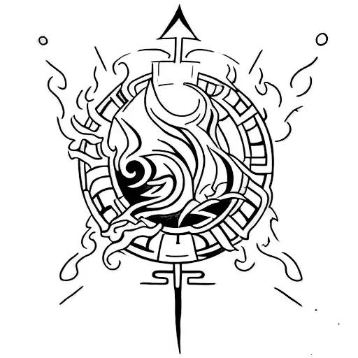 4 tattoos of avatar the last air bender nations (fire, water, earth, air) tattoo design idea