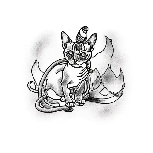 One cat and one sphynx cat  tattoo design idea