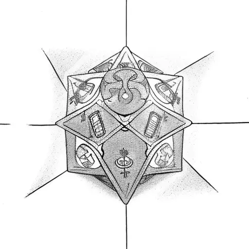 tarot with dice tattoo design idea