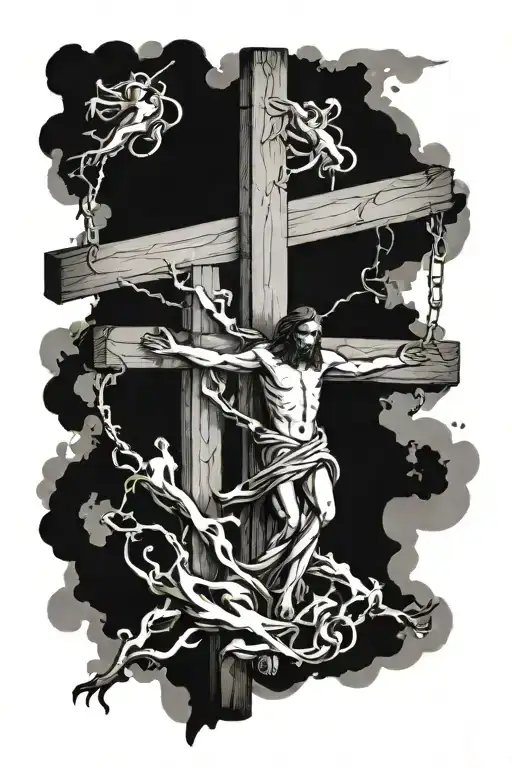 Jesus fading  three crosses tattoo design idea