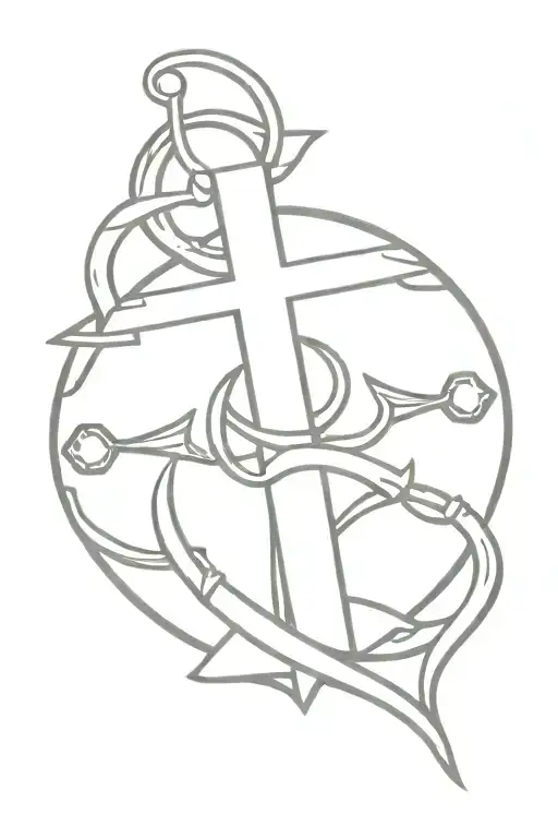 cross, apollo greek god, italian horn, us marine anchor, sun tattoo design idea