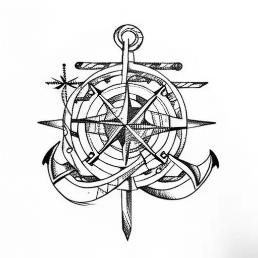 anchor and compass tattoo design idea
