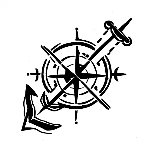 anchor and compass tattoo design idea