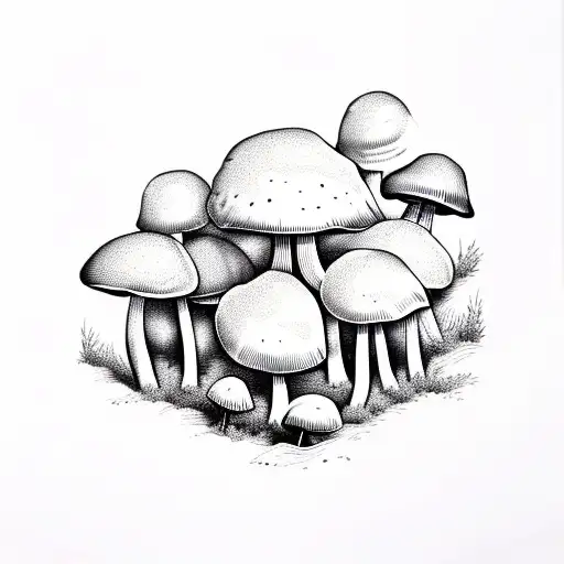A mushroom in a tapestry is a sophisticated image of a mushroom that resembles the tapestry patterns. tattoo design idea