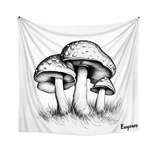 A mushroom in a tapestry is a sophisticated image of a mushroom that resembles the tapestry patterns. tattoo design idea