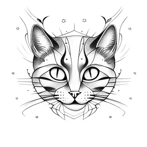 gato Carey gato negro flores tattoo design idea