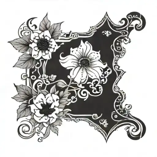 A tattoo design combining the BTS logo with elements from Disney characters in a blackwork style tattoo design idea