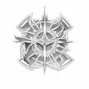 western cross with barbed wire  tattoo design idea