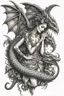 fairy holding dragon tattoo design idea