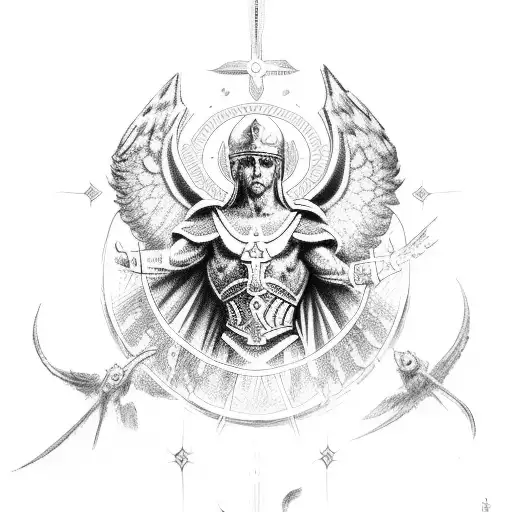 Saint michael the archangel leg tattoo tattoo design idea