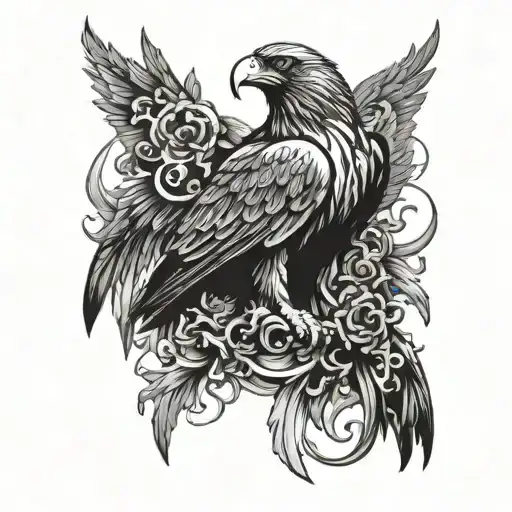 search the internet for greek Pontiac eagle and make me a tattoo with that eagle but bloody not too much blood  tattoo design idea