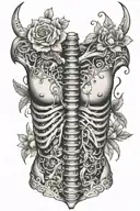 Rib cage tattoo with intricate tattoo design idea