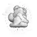 cloud and rain with black sketch and letter if tattoo design idea