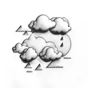 cloud and rain with black sketch and letter if tattoo design idea