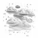 cloud and rain with black sketch and letter if tattoo design idea